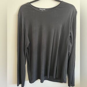 EILEEN FISHER - Stretch Silk Jersey Crew Neck Top, black, XL